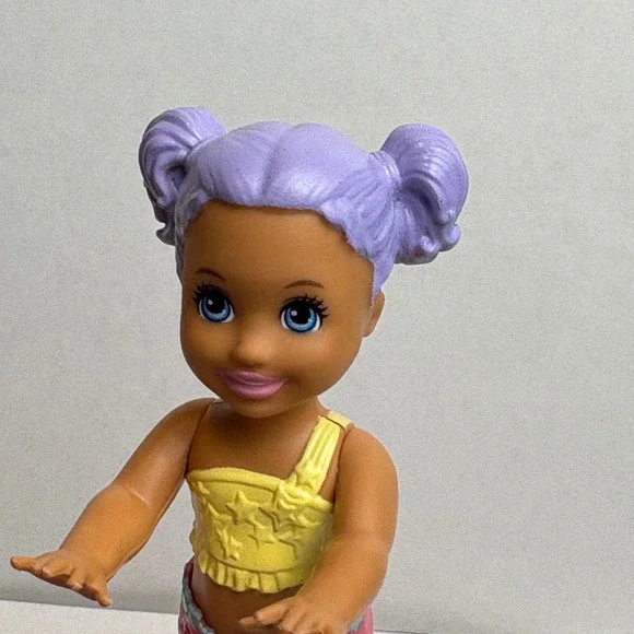 Mattel Barbie Dreamtopia Mermaid Doll Purple Hair Yellow Top Pink Tail Kids Toy - Picture 7 of 7